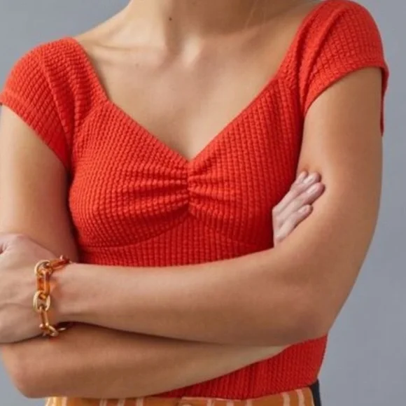 3/$30 MAEVE By Anthropologie Gathered Sweetheart Top Women's‎ Size Medium - Picture 2 of 5